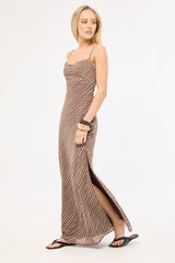 Perfect Stranger Priscilla Chiffon Maxi Dress Taupe Print