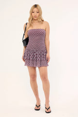 Motel Midea Dress Stripe Polka Plum