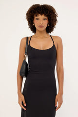 Luck & Trouble Arli Lace Up Back Maxi Dress Black