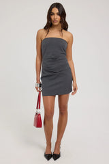 Perfect Stranger Monica Draped Strapless Tube Dress Grey