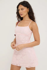 Perfect Stranger Evon Lace Up Back Mini Dress Pink