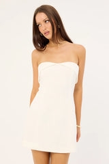 Perfect Stranger Menorca Strapless Linen Mini Dress White