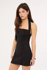 Perfect Stranger Avon Halter Suiting Mini Dress Black