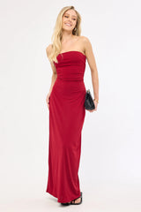 Perfect Stranger Hera Strapless Maxi Dress Burgundy