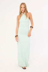 Perfect Stranger Isla Halter Twist Maxi Dress Iced Blue