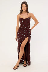 Perfect Stranger Naya Polka Maxi Dress Blue/Brown Polka