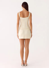 Posy Satin Mini Skirt - Ivory