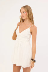 Luck & Trouble Molly Ruched Mini Dress White