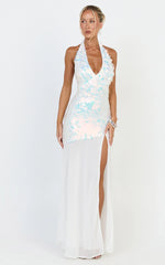 Seville Maxi Dress - Halter Neck Sequin Dress in Iridescent