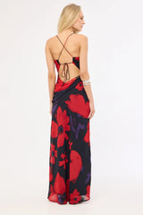 Perfect Stranger Saskia Chiffon Maxi Dress Black Print