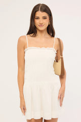 Perfect Stranger Cameron Pintuck Mini Dress White
