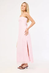 Luck & Trouble Belle Lace Up Back Maxi Dress Pink