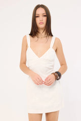 Perfect Stranger Kora Beaded Linen Mini Dress White