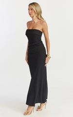 Lottie Midi Dress - Strapless Dress in Black