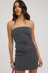 Perfect Stranger Monica Draped Strapless Tube Dress Grey