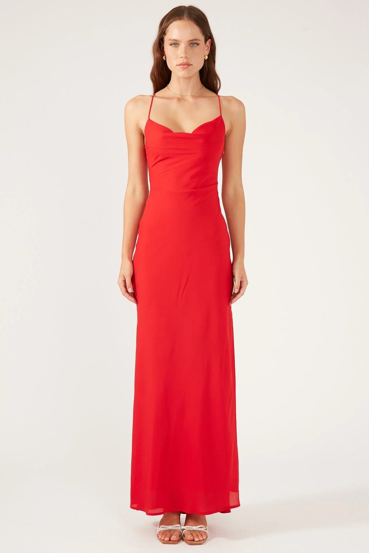 Perfect Stranger Evie Chiffon Maxi Dress Red