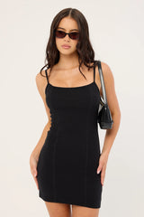 Thrills Rib Seam Mini Dress Black