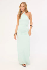 Perfect Stranger Isla Halter Twist Maxi Dress Iced Blue
