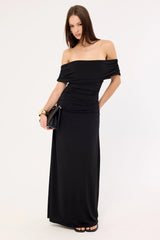 Perfect Stranger Rosetta Off Shoulder Maxi Dress Black