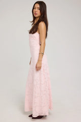 Perfect Stranger Evon Lace Up Back Maxi Dress Light Pink
