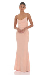 Lace Open Back Maxi Dress in Pink