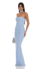 Scarf Lace Maxi Dress in Sky Blue