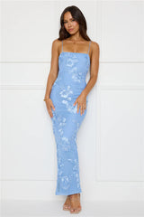 Amber Zest Mesh Maxi Dress Blue
