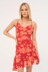 Perfect Stranger Zinna Mini Dress Red Print