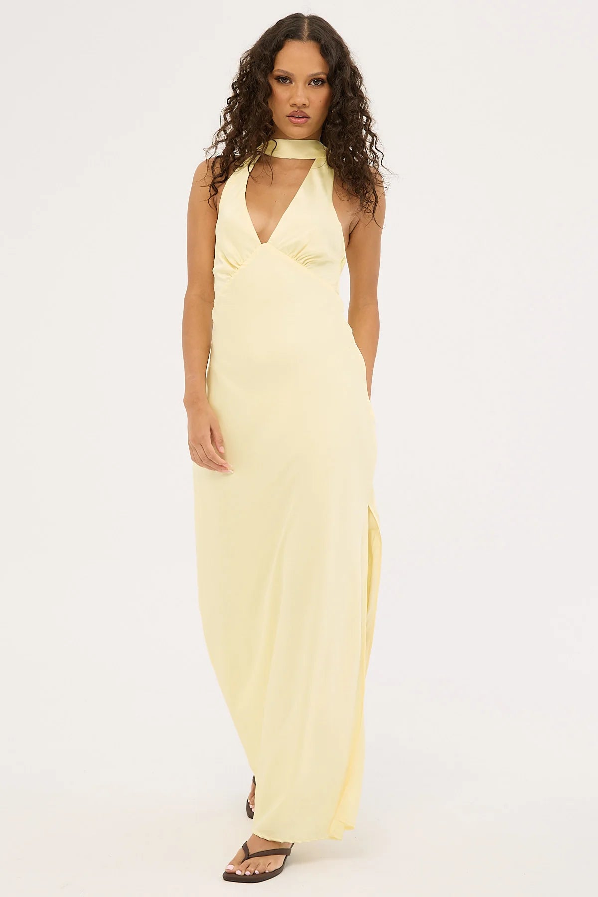 Perfect Stranger Noree Scarf Maxi Dress Lemon