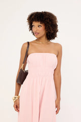 Luck & Trouble Saffron Strapless Maxi Dress Pink