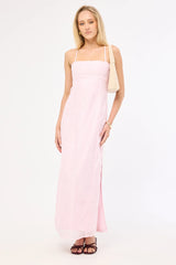 Luck & Trouble Belle Lace Up Back Maxi Dress Pink