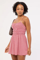 Luck & Trouble Summer Gingham Mini Dress Red Gingham