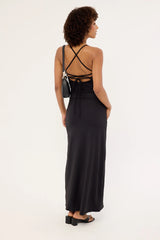 Luck & Trouble Arli Lace Up Back Maxi Dress Black