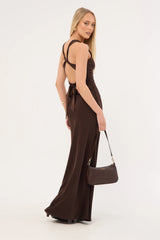 Perfect Stranger Ellie Twist Front Maxi Dress Brown