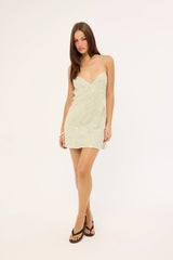 Luck & Trouble Mirabel Tie Back Mini Dress Sage