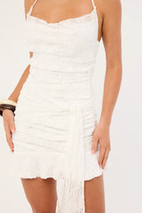 Luck & Trouble Celine Sequin Lace Mini Dress White