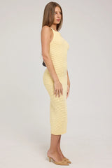 Perfect Stranger Genova Square Neck Knit Midi Dress Yellow