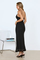 Elevated Status Embellished Mesh Maxi Dress Black