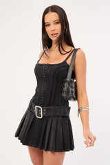 Neovision Limitless Denim Mini Dress Washed Black