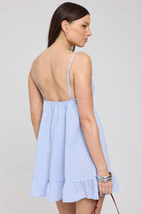 Luck & Trouble Moonlights Gingham Mini Dress Blue Check