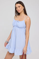 Luck & Trouble Moonlights Gingham Mini Dress Blue Check