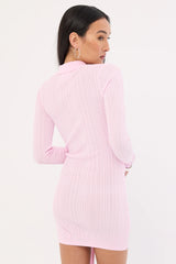 Luck & Trouble Juniper Polo Knit Mini Dress Pink