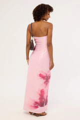 Luck & Trouble Peony Sequin Maxi Dress Pink Print