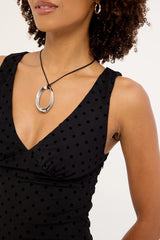 Luck & Trouble Gia Flocked Mini Dress Black Polka