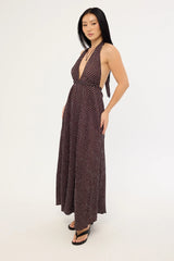 Lioness District Maxi Dress Chocolate Blue Polka