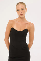Perfect Stranger Aveline Strapless Corset Maxi Dress Black