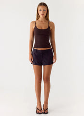 Delong Low Rise Linen Shorts - Black