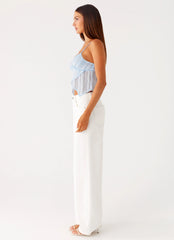 Glynne Frill Top - Baby Blue
