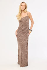 Perfect Stranger Priscilla Chiffon Maxi Dress Taupe Print