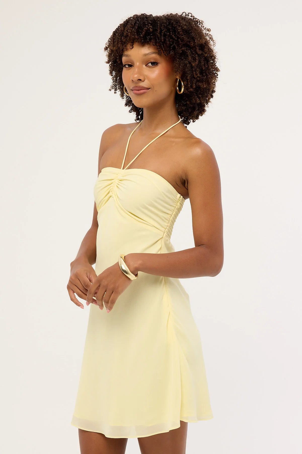 Perfect Stranger Billie Halter Mini Dress Lemon